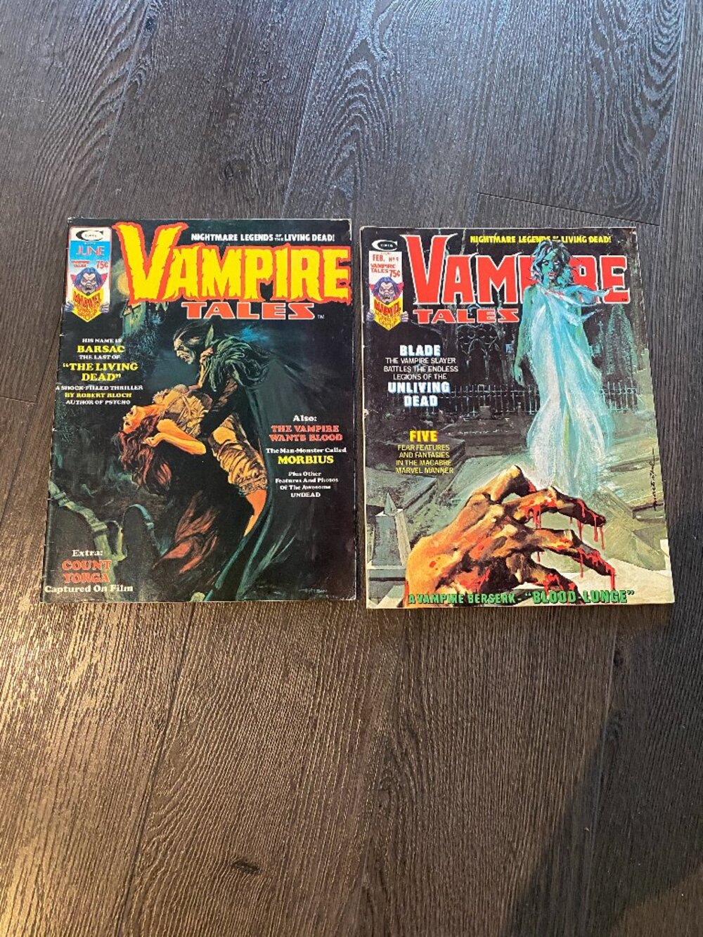lot of 2 vampire tales magazine no. 5 no. 9 preowned morbius origin blade